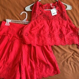 Free People “How Sweet Short Set” in RED - new with tags